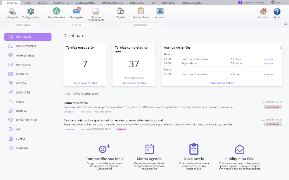 Tela Intranet